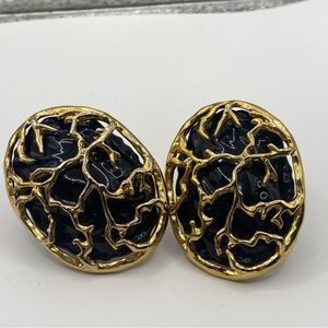 Vintage Black and Gold Earrings